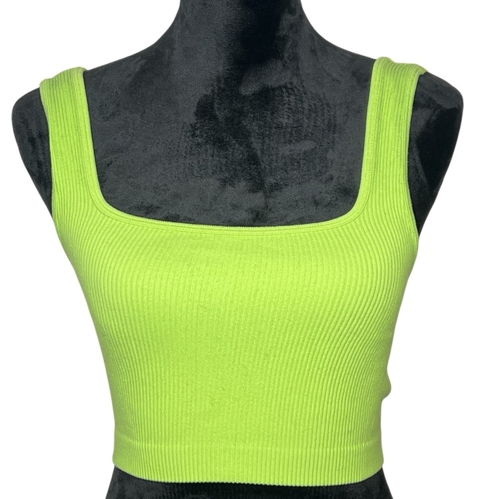 Zara Seamless Crop Top Bright Neon Green Womens Size XS